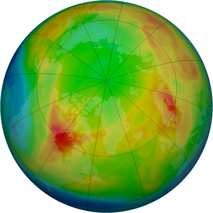 Arctic ozone map for 20 January 2011